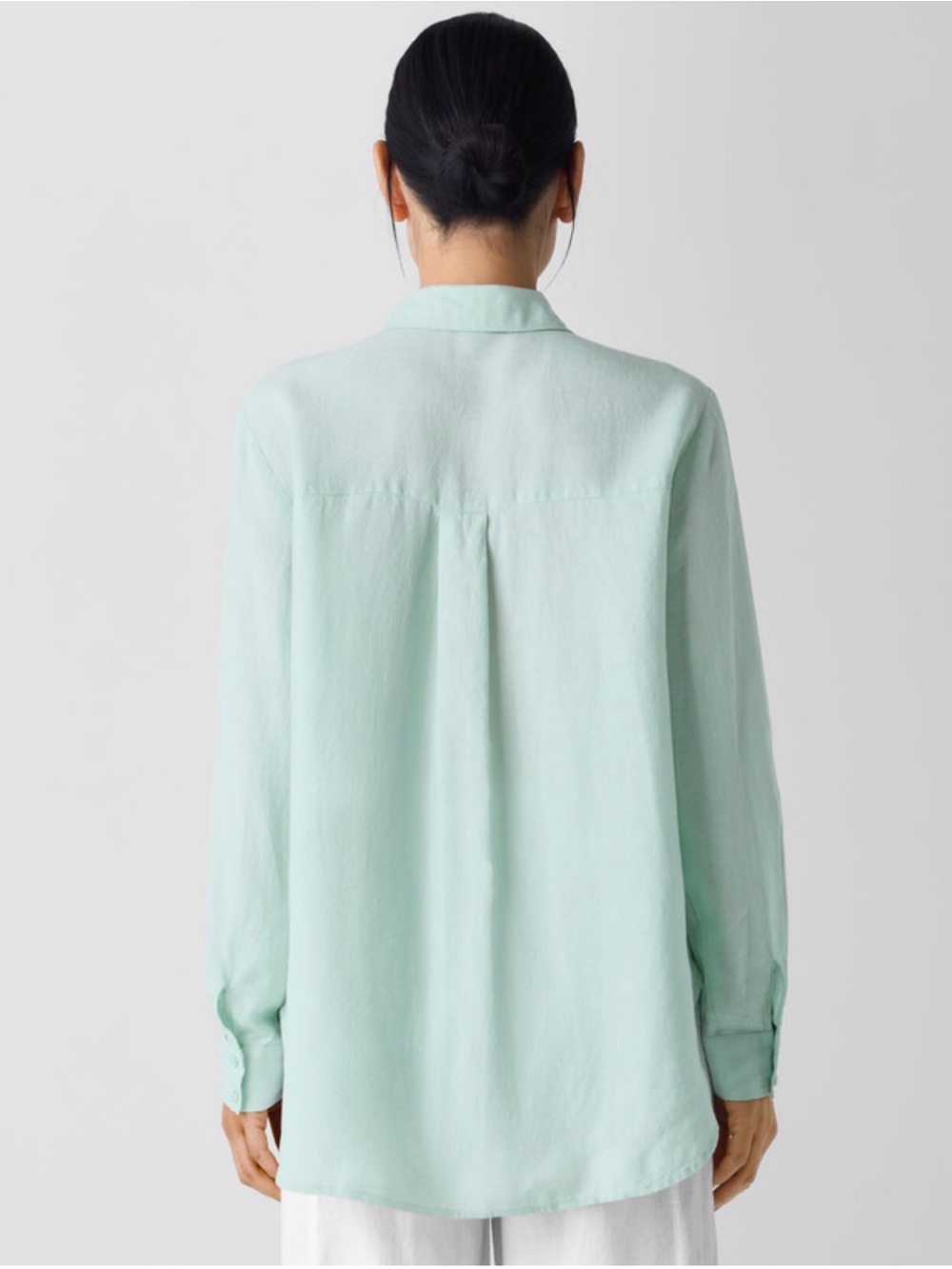 EILEEN FISHER M Organic Handkerchief Linen Classic Collar Shirt $178 - Picture 2 of 6